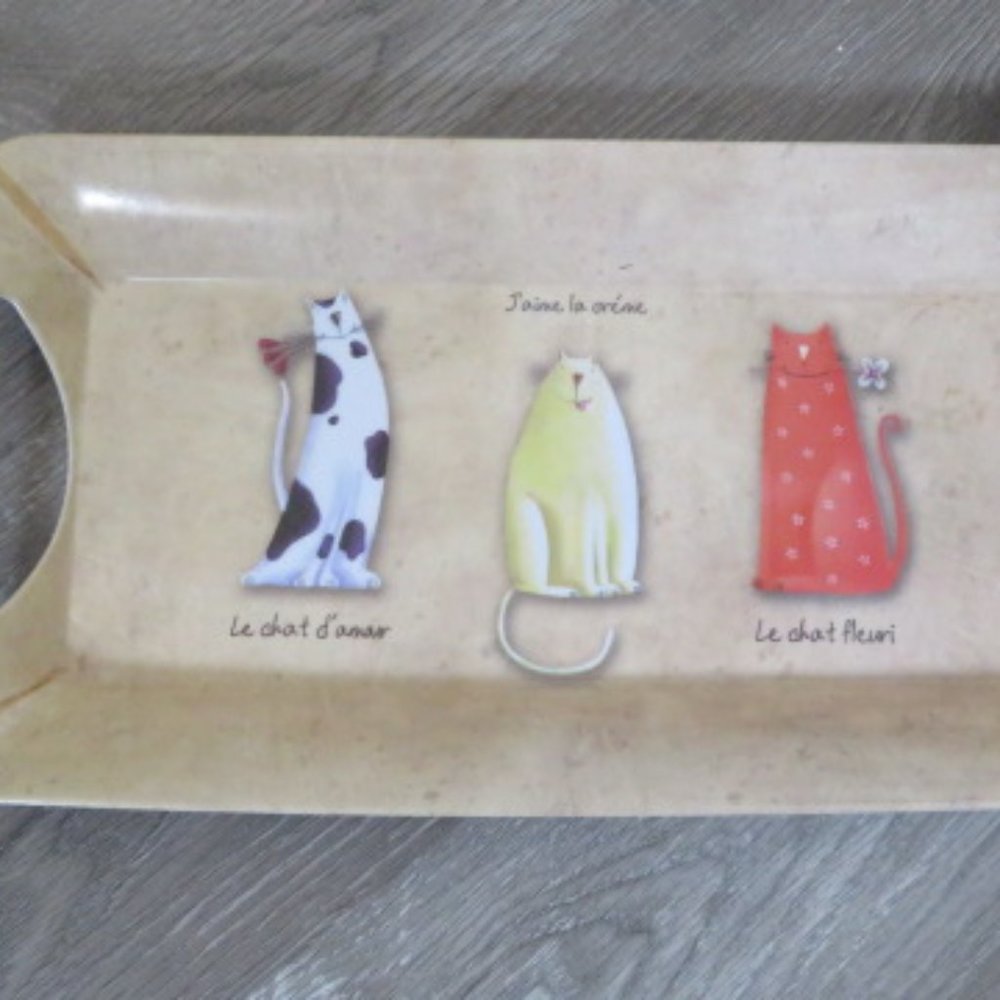Melamine Tray Le chat fleuri, d'amour, la creme (K243)